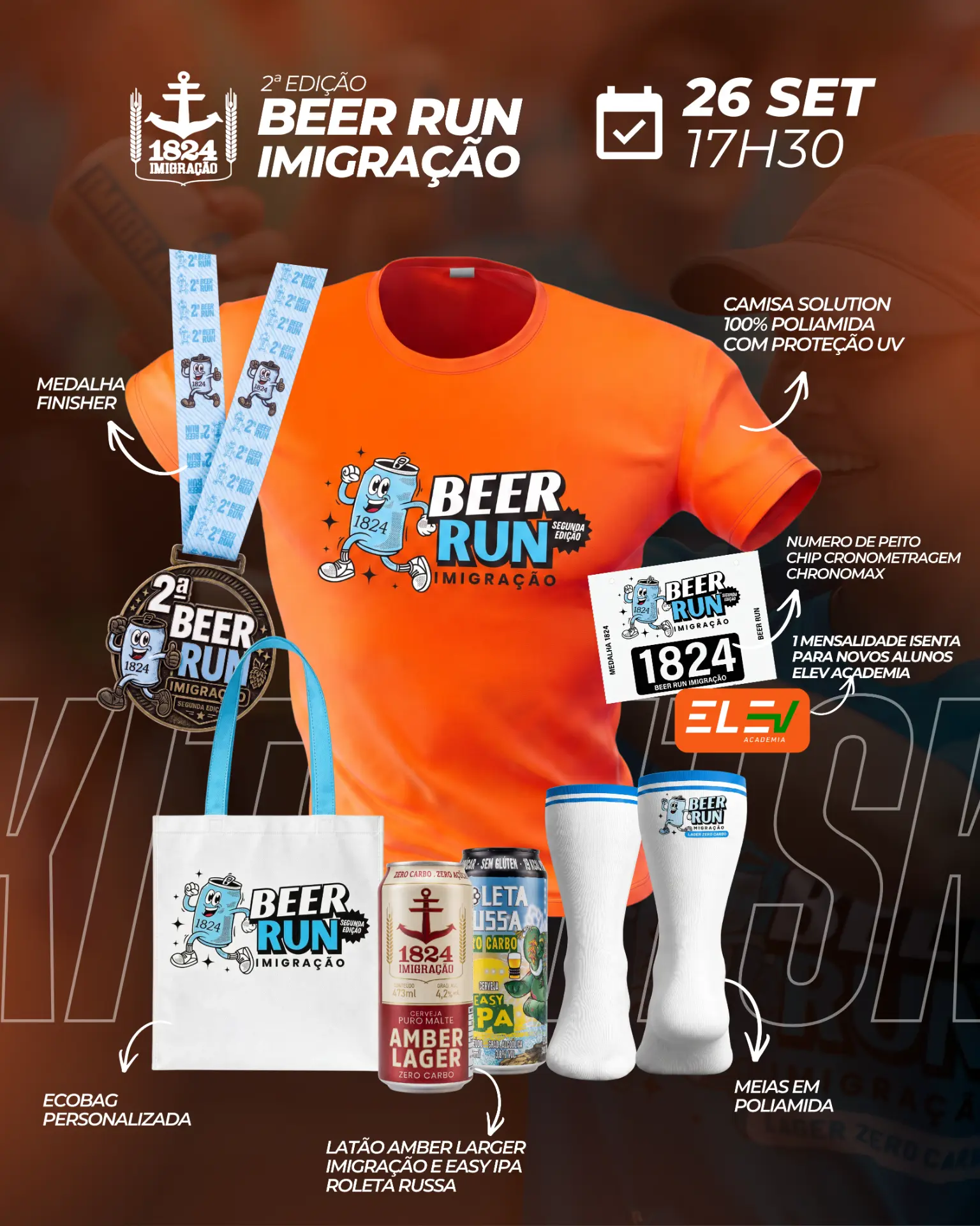 Kit exclusivo da segunda edição Beer Run Imigração
